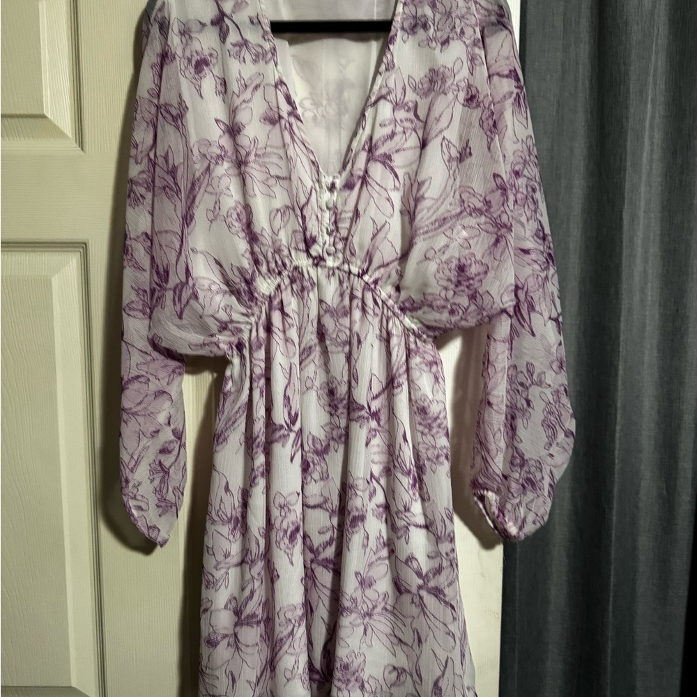 Floral Purple and White Dress